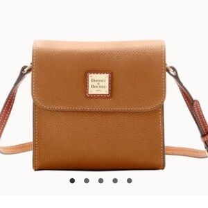 Dooney & Bourke Brown Pebbled Letter Carrier Purse Bag Crossbody